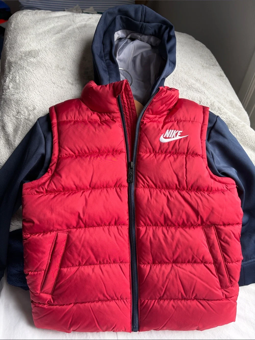 Nike kids red puffer vest jacket
